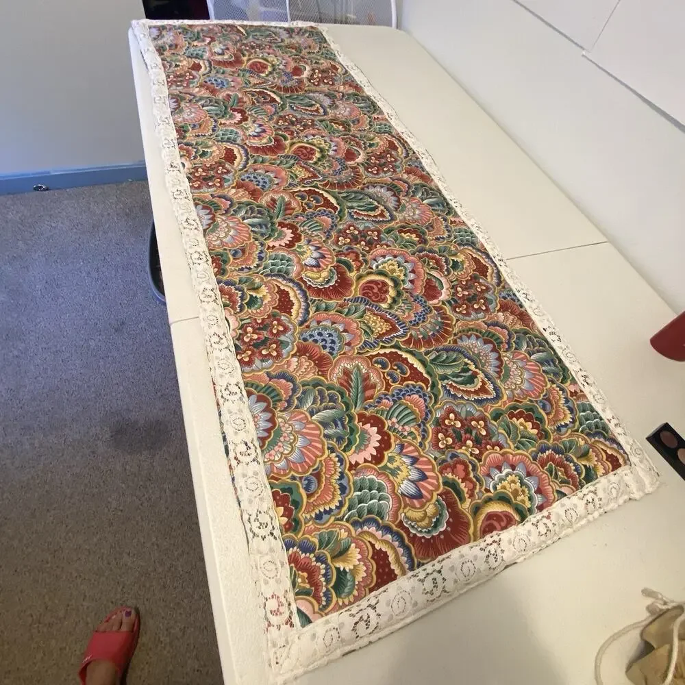 Vintage MCM CottageHome Christmas Quilted TableRunner 49x18